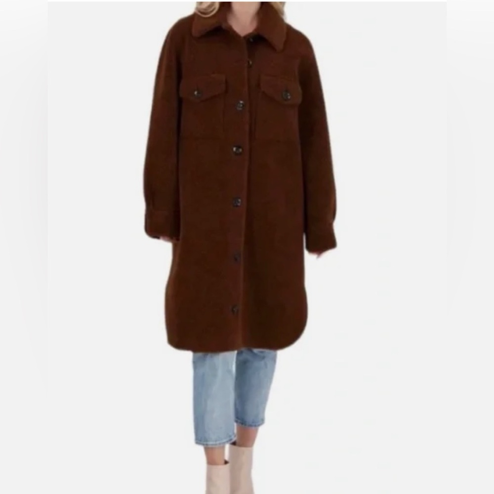REBECCA MINKOFF 100 % Wool Sherpa Teddy Shacket Size S NWT - Picture 4 of 6